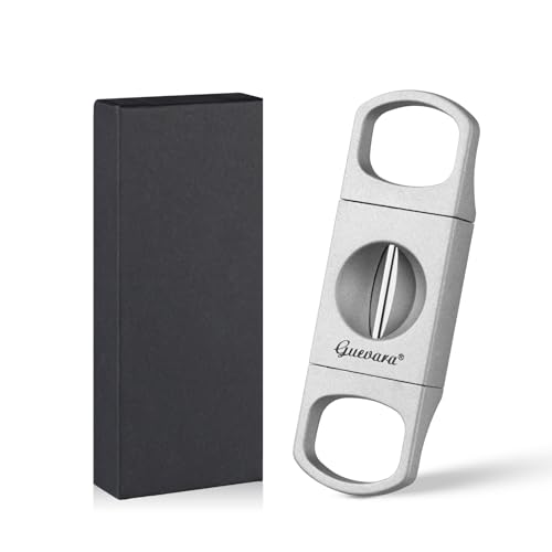 V-Cut Cigar Cutter - V-Shaped Stainless Steel Blade for Cigars up to a Large 60+ Ring Gauge, Cigar Stand Holder Ergonomic Design & Gift Box Included (Silver)