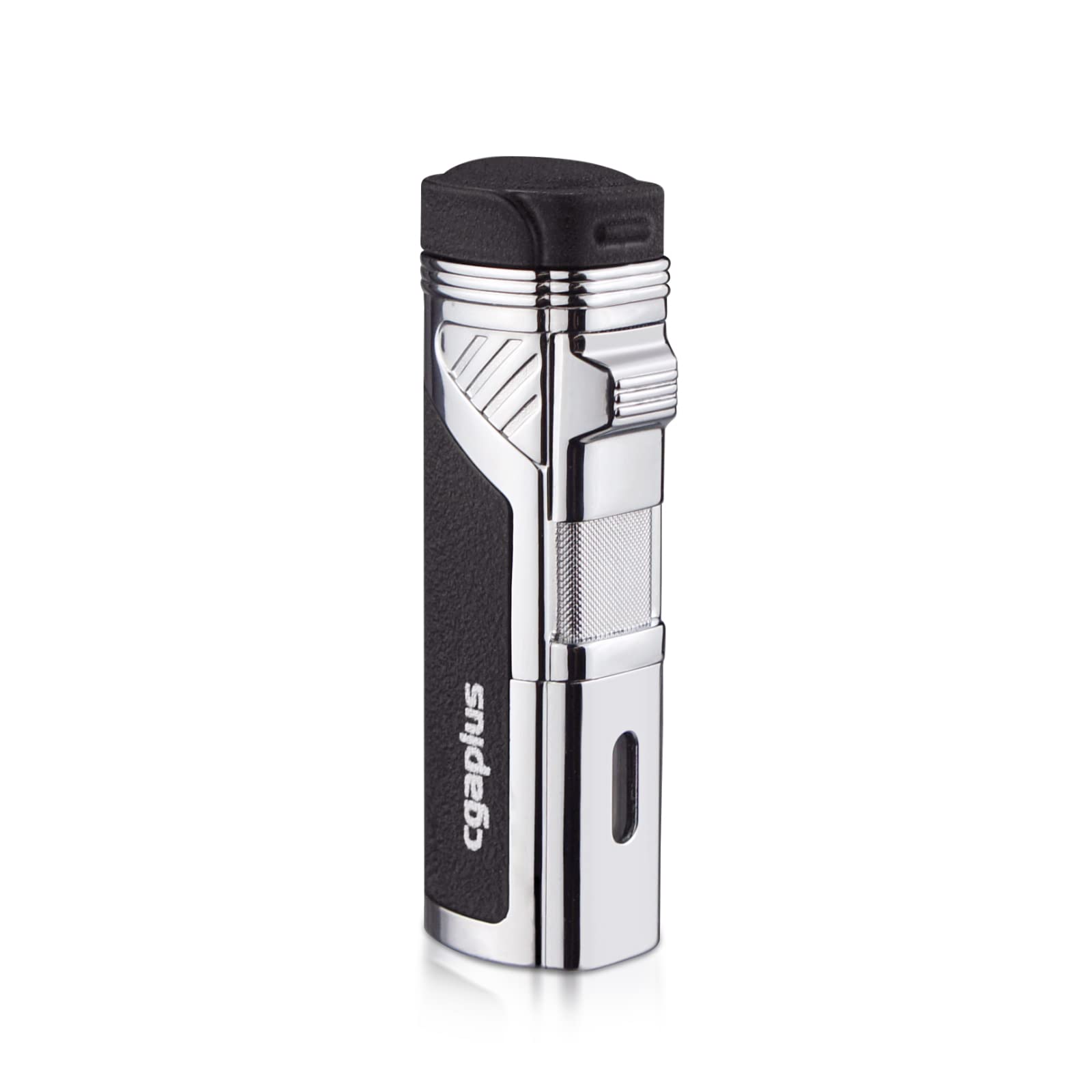 Cigar Lighters Torch with Punch Four Flame Butane Refillable High Quality Cigar Lighter for Men(without gas)