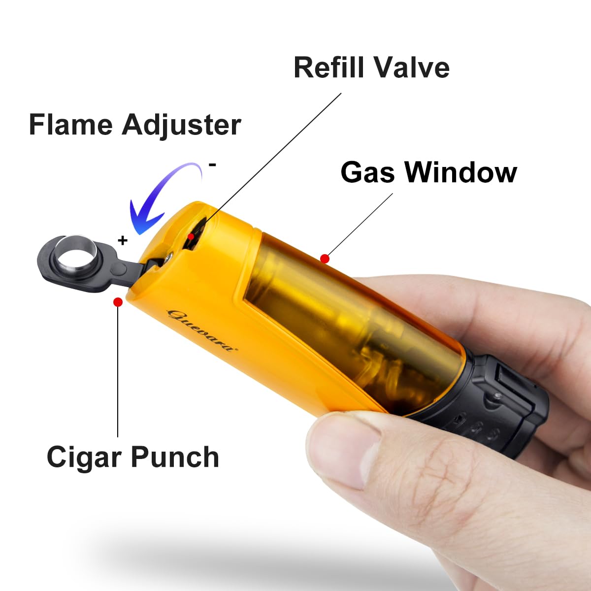 cgaplus Cigar Lighter with Punch Triple Jet Flame Butane Refillable Windproof Torch Lighters(without Gas)