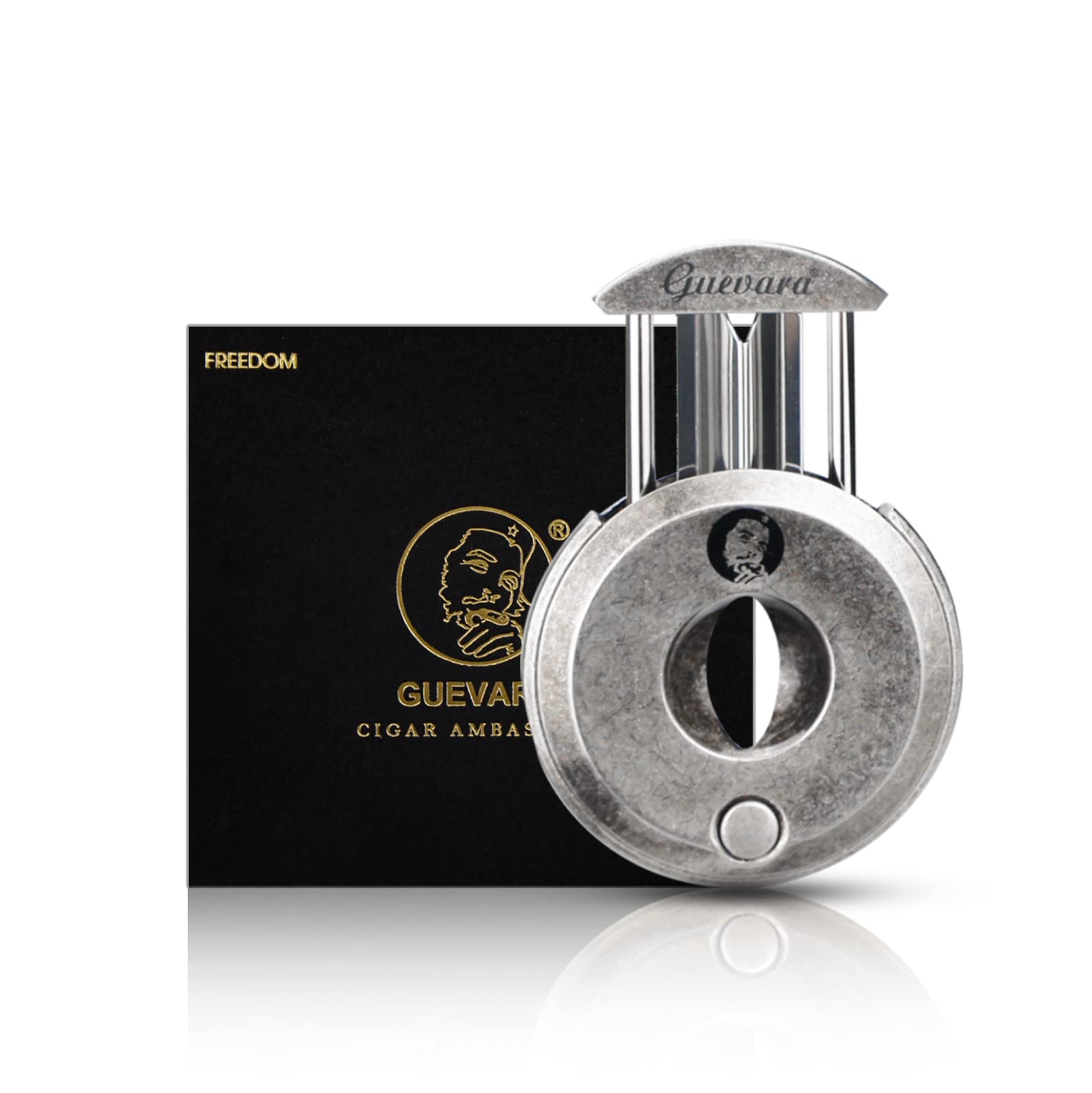 V-Cut Cigar Cutter - V-Shaped Stainless Steel Blade Cigars up to a Large 60+ Ring Gauge - Ergonomic Design & Gift Box Included