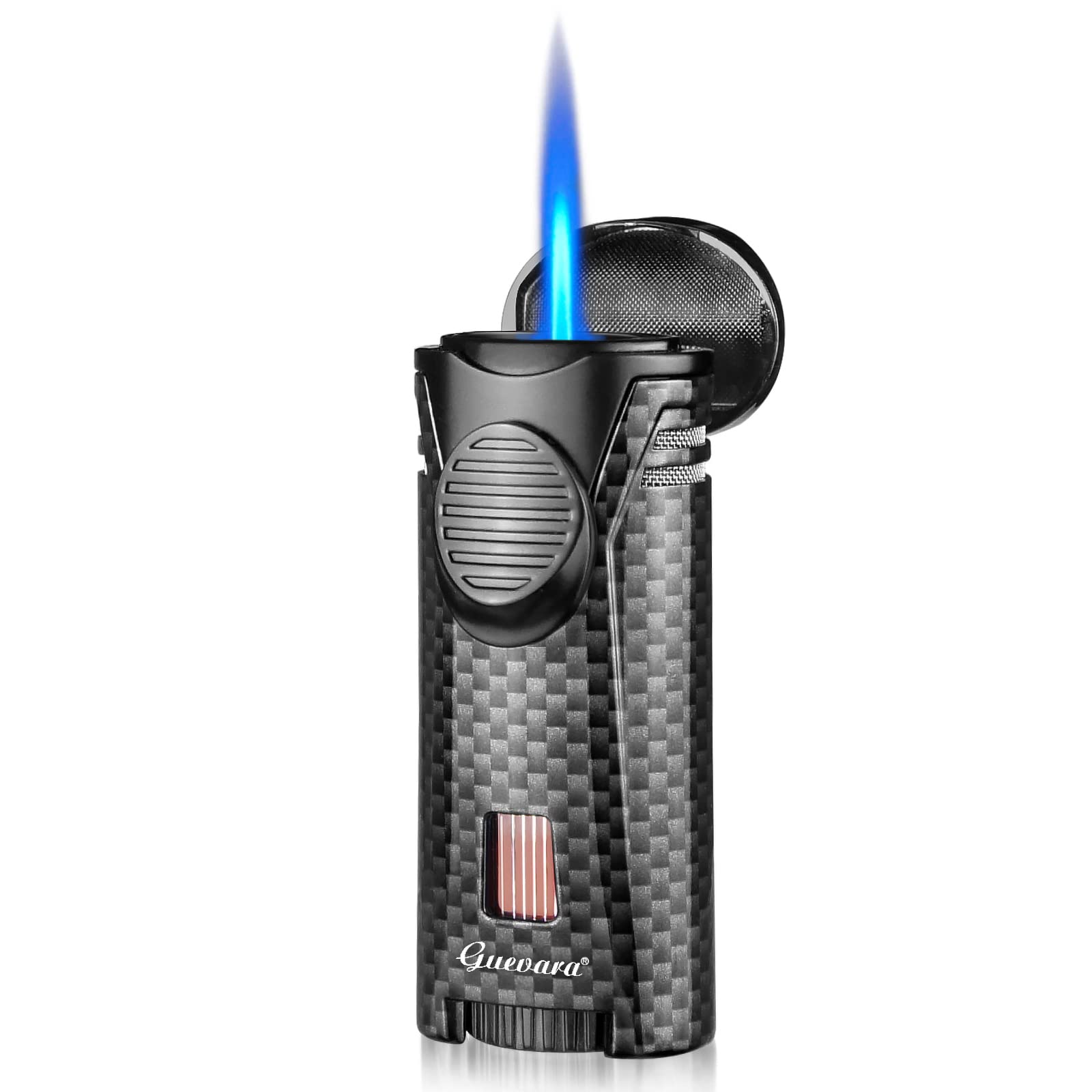 Cigar Lighter Set Butane Refillable Cigar Cutter Sharpening Blade Engraved Guillotine Set