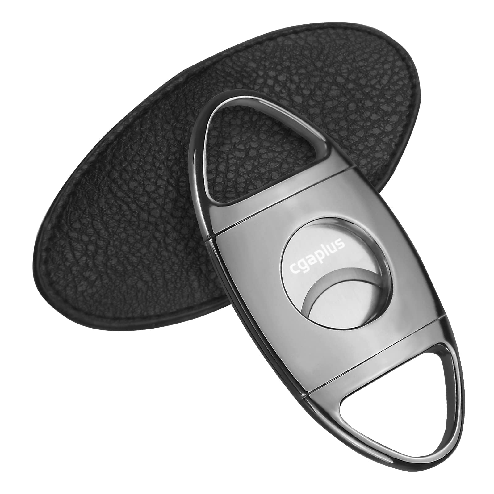 cgaplus Cigar Cutter Stainless Steel Double Blade Cigar Guillotine with Leather Pouch Cigar Cutter