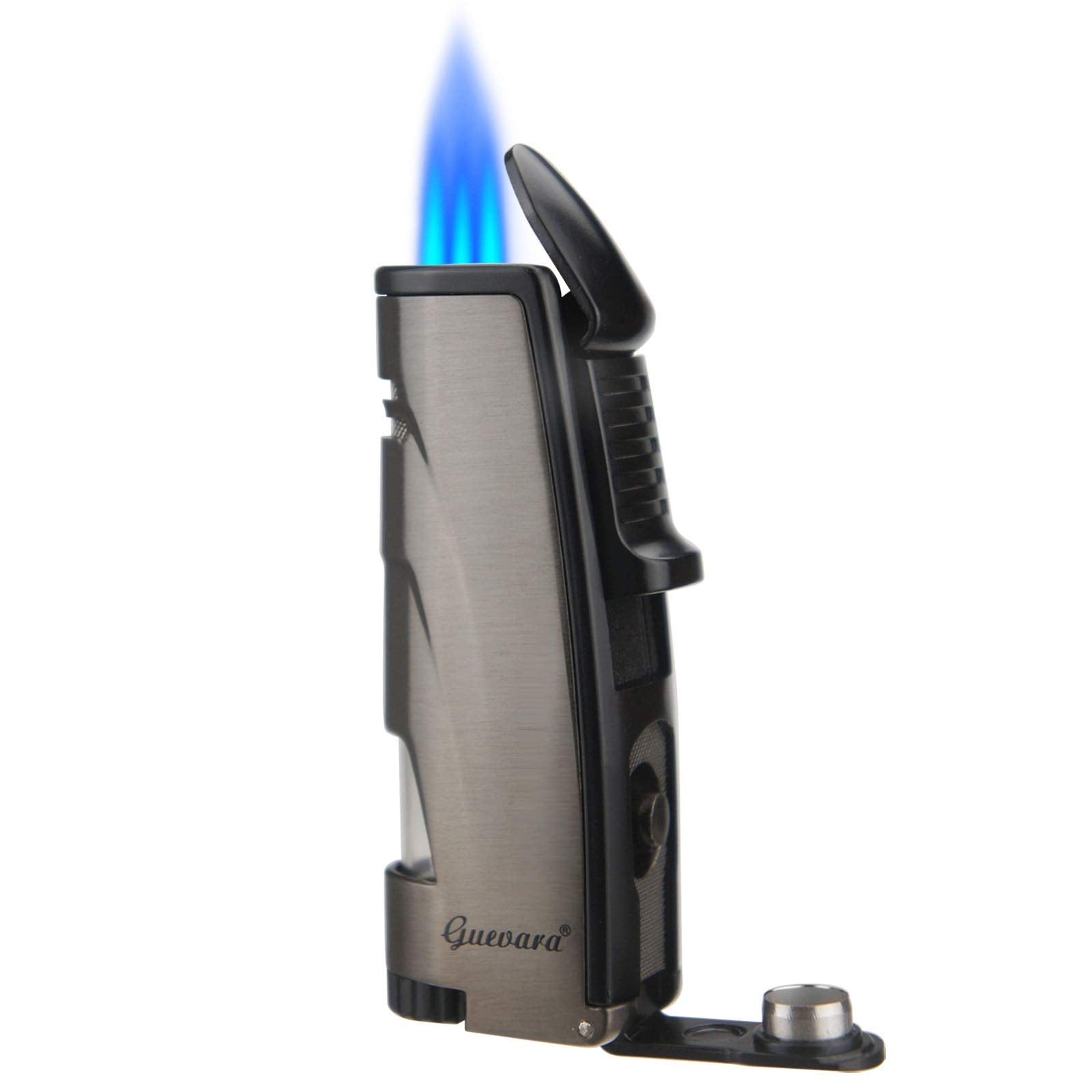 Torch Butane Lighters Fuel Refillable Lighter with Punch Cutter and Set Triple Jet Strong Flame Windproof