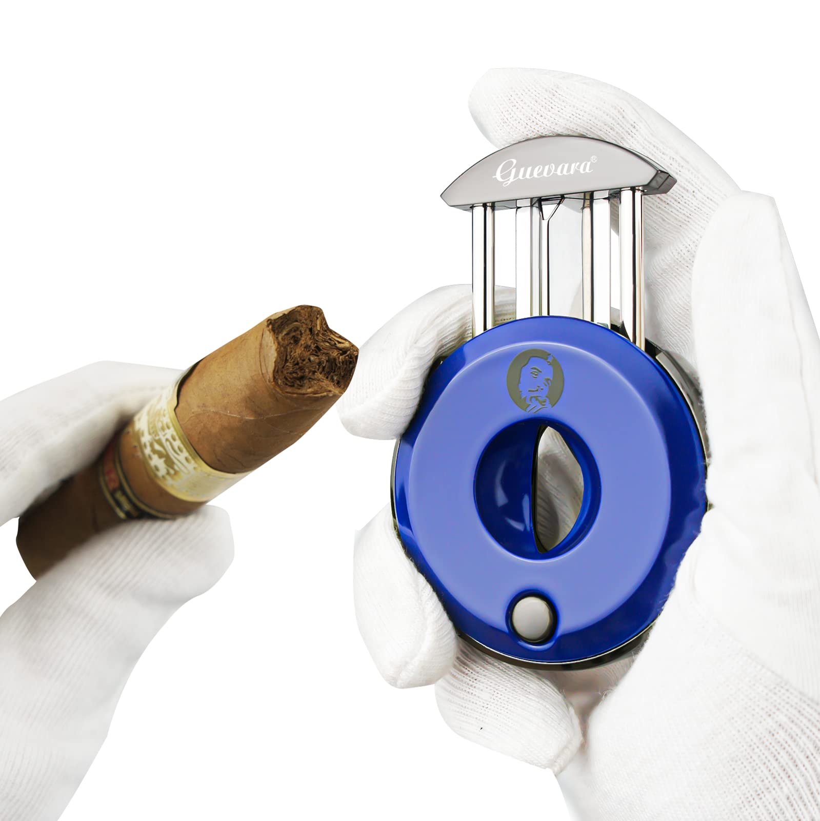 V-Cut Cigar Cutter - V-Shaped Stainless Steel Blade Cigars up to a Large 60+ Ring Gauge - Ergonomic Design & Gift Box Included