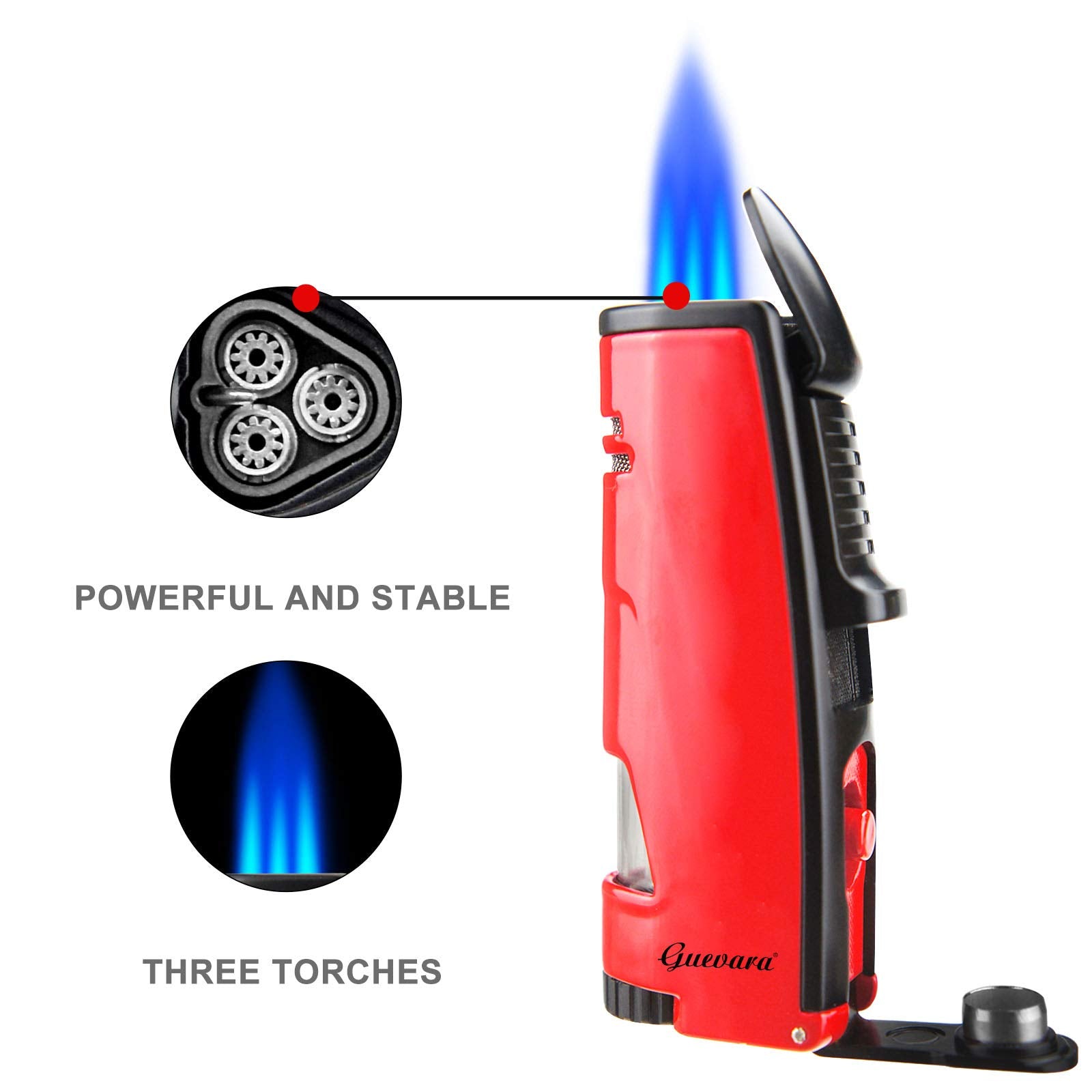 Torch Butane Lighters Fuel Refillable Lighter with Punch Cutter and Set Triple Jet Strong Flame Windproof