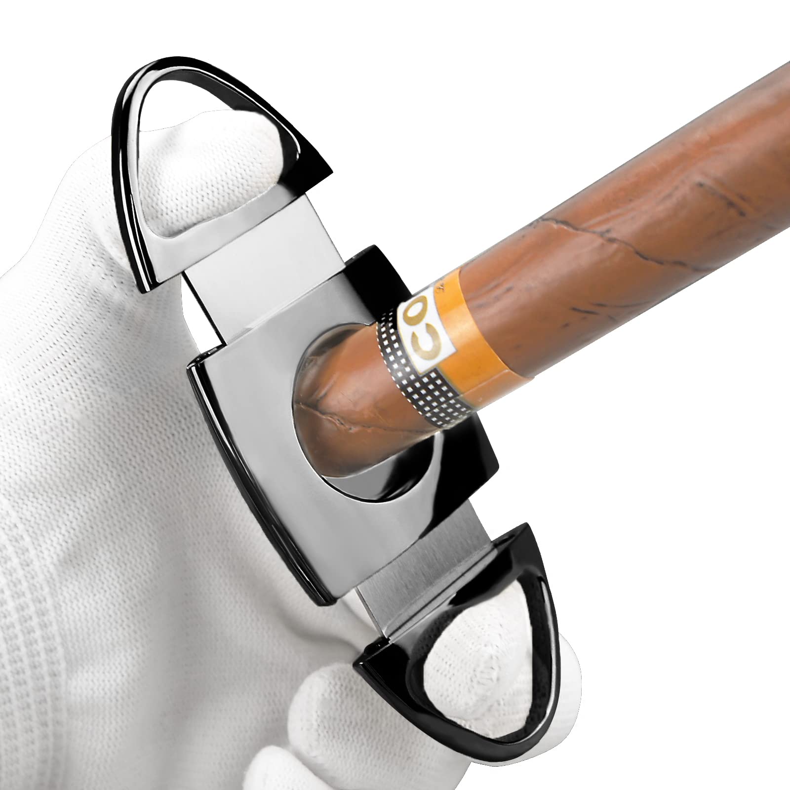 cgaplus Cigar Cutter Stainless Steel Double Blade Cigar Guillotine with Leather Pouch Cigar Cutter