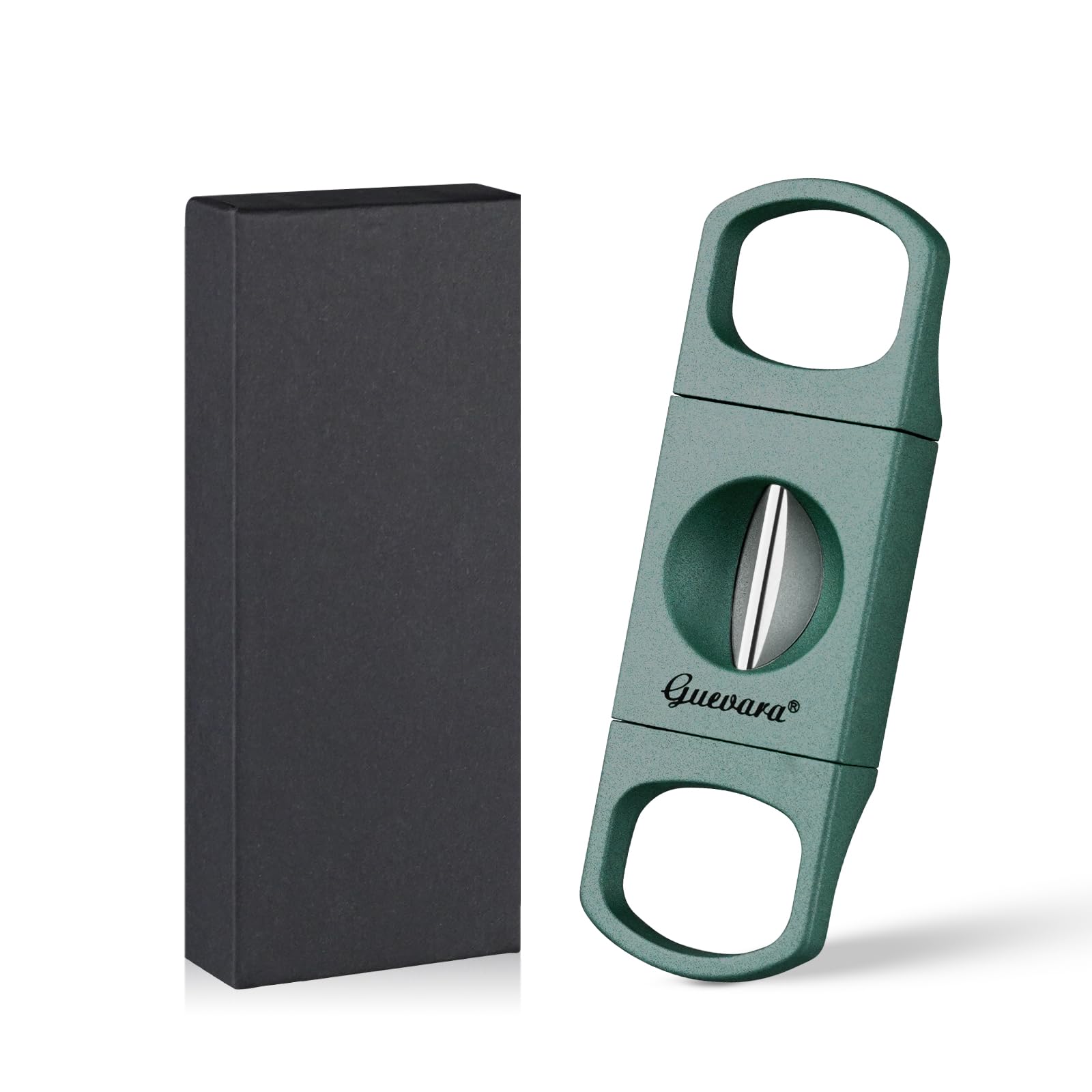 V-Cut Cigar Cutter - V-Shaped Stainless Steel Blade for Cigars up to a Large 60+ Ring Gauge, Cigar Stand Holder Ergonomic Design & Gift Box Included (Silver)