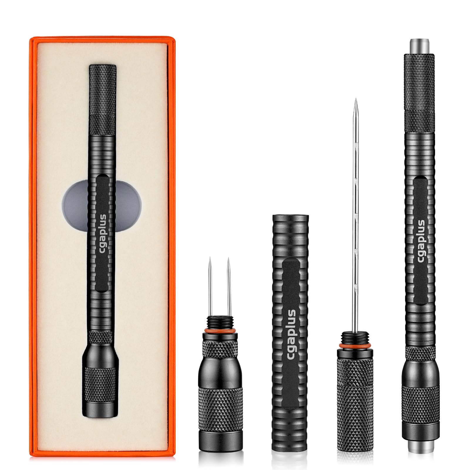 Cgaplus 4 in 1 Cigar Draw Enhancer Stainless Steel Cigar Needle with Cigar Punch Portable Cigar Tool for Cigar Lovers