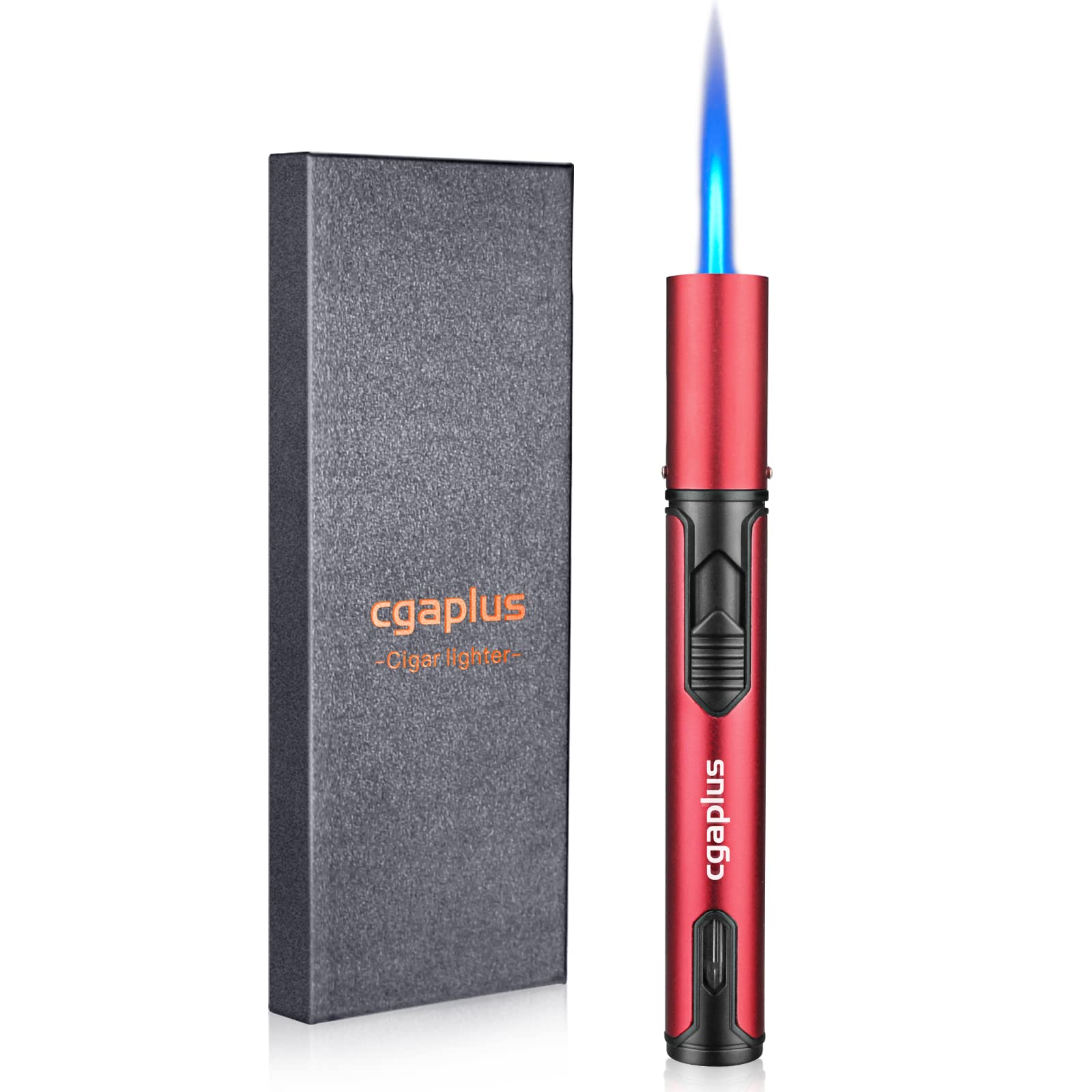 cgaplus Torch Lighter Butane Lighters with Fuel Level Window, Adjustable Jet Flame for Grill Kitchen BBQ Fireworks, Men Gifts,(Gas not Included)