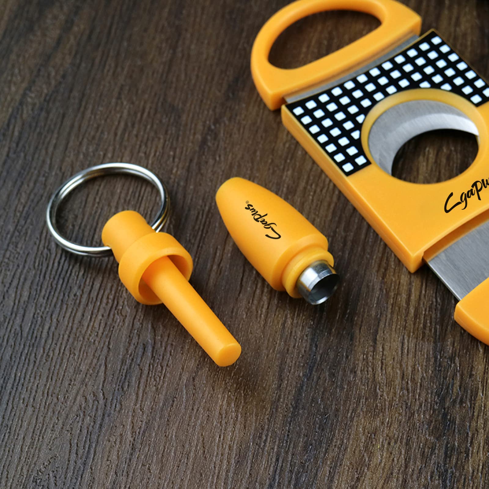 Cgaplus V-Cut Cigar Cutter Cigar Punch Double Blade Cigar Guillotine 3Pack Yellow