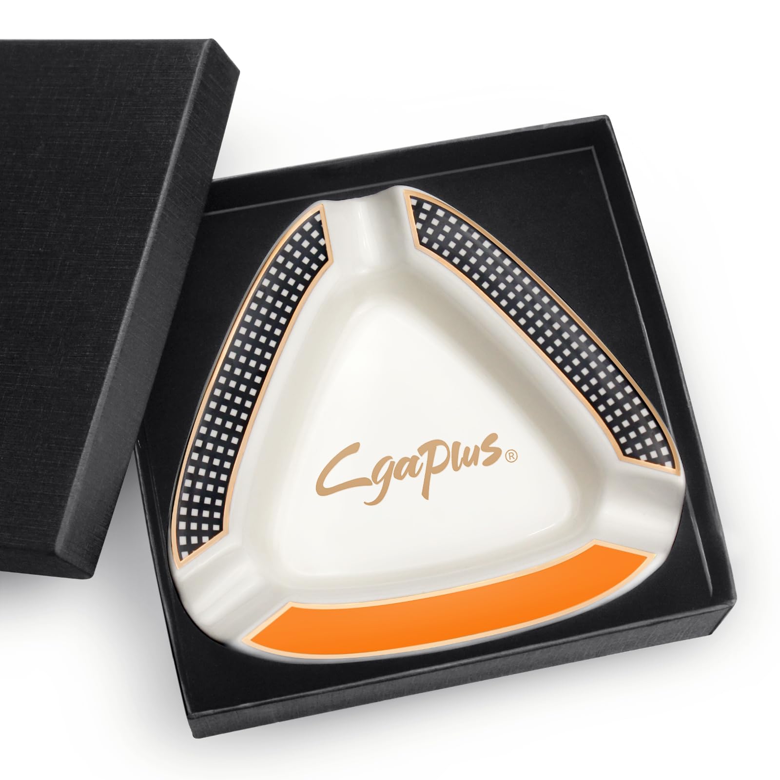 Cgaplus Cigar Ashtray Triangle Classic Ceramic Large Ashtray for Outdoor Home Office Outside Patio