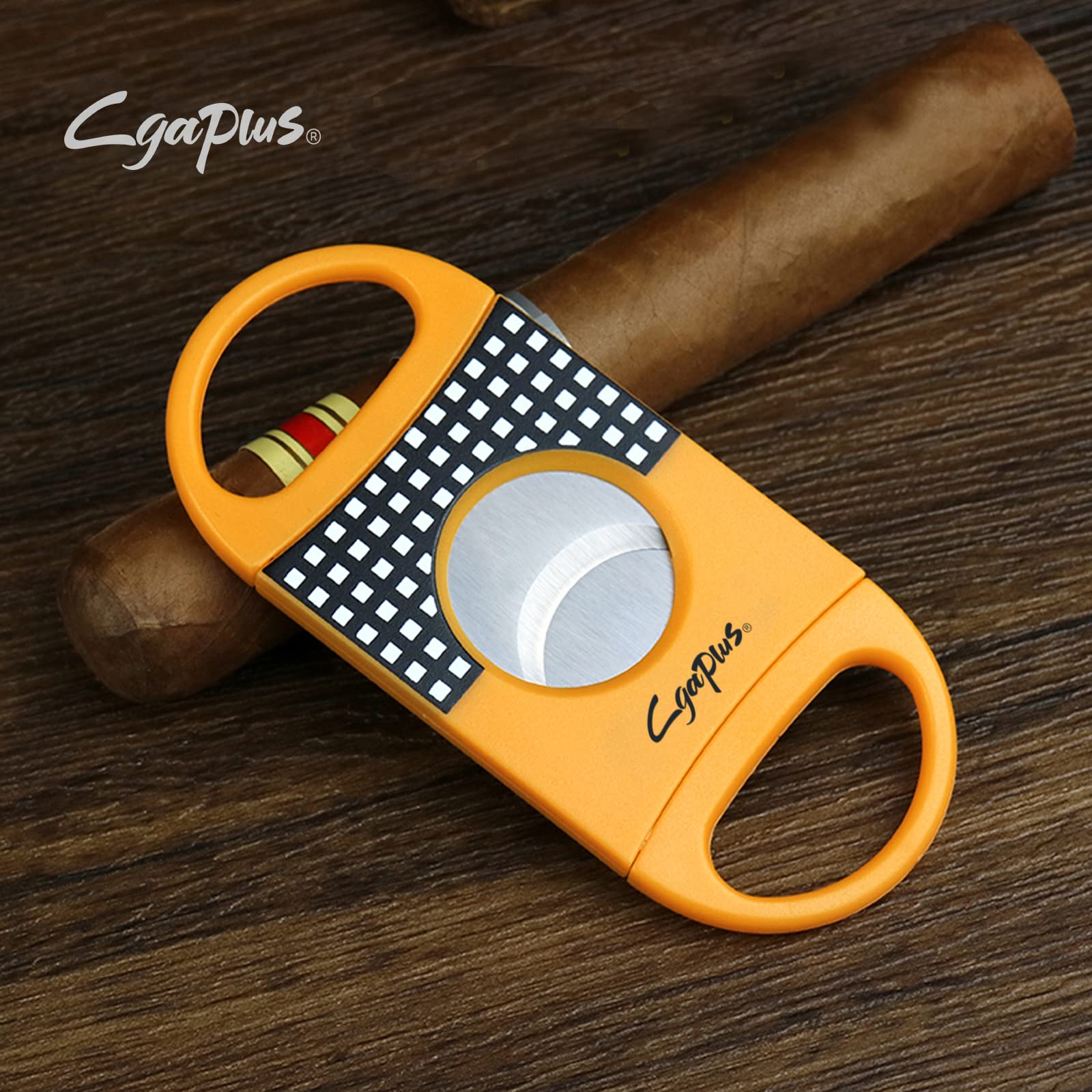 Cgaplus V-Cut Cigar Cutter Cigar Punch Double Blade Cigar Guillotine 3Pack Yellow