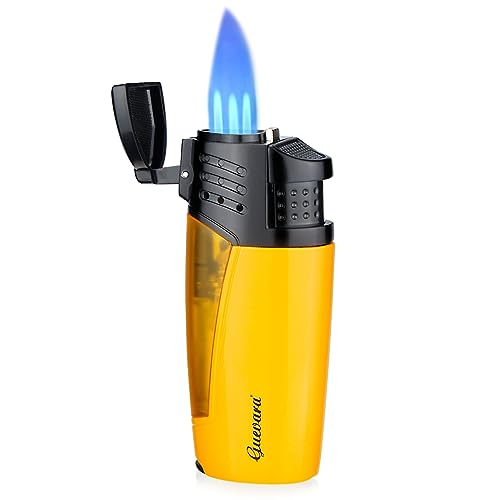 cgaplus Cigar Lighter with Punch Triple Jet Flame Butane Refillable Windproof Torch Lighters(without Gas)
