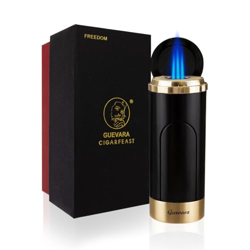 Cigar Lighters Torch for Men High Quality Butane Torch Flame Refillable Gas Lighter (Shipped Without Butane) (Black)