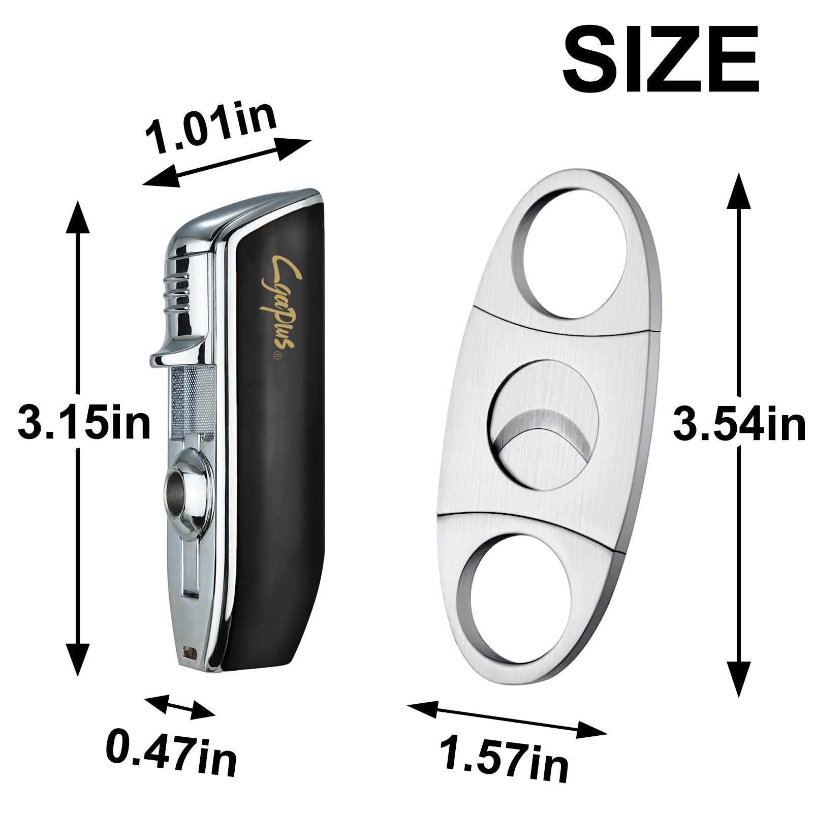Cigar Torch Lighters with Cutter Set Triple Jet Flame Lighter with Punch Butane Torches Refillable Lighter for Men (Without Gas)
