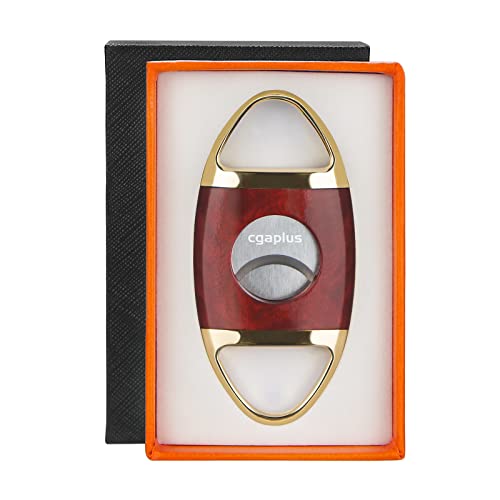 cgaplus Cigar Cutter Stainless Steel Double Blade Cigar Guillotine with Leather Pouch Cigar Cutter