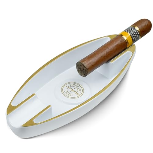 Cigar Ashtray for Men, 2 Holder Portable Travel Ashtray Unique Large Basin for Outdoor Patio Indoor Home and Office Use