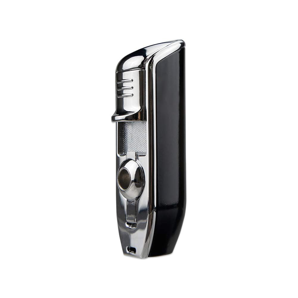 Cigar Torch Lighters Triple Jet Butane Refillable Lighter with Punch Windproof Lighter Without Gas(Black)