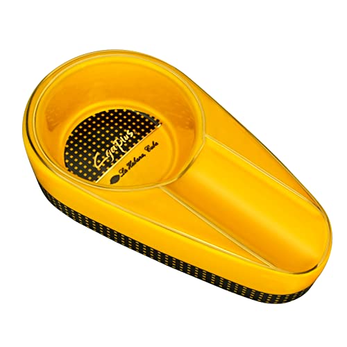 Cgaplus Cigar Ashtray Single Classic Ceramic Ashtray Portable Travel Ashtray for Outdoor Home Office Yellow