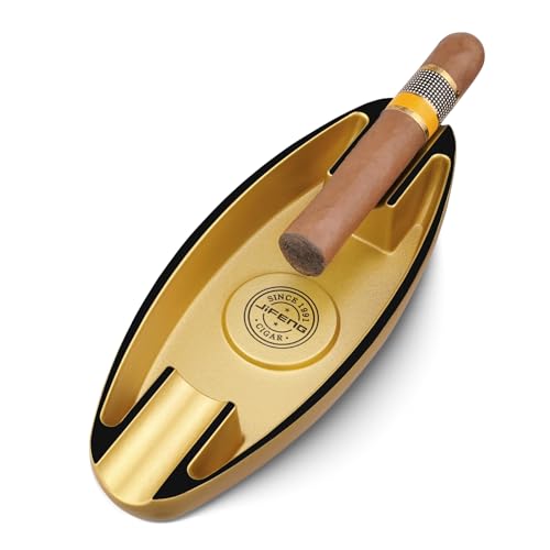 Cigar Ashtray for Men, 2 Holder Portable Travel Ashtray Unique Large Basin for Outdoor Patio Indoor Home and Office Use