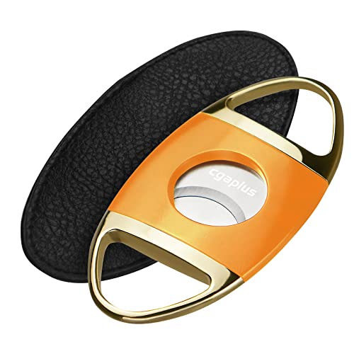 cgaplus Cigar Cutter Stainless Steel Double Blade Cigar Guillotine with Leather Pouch Cigar Cutter