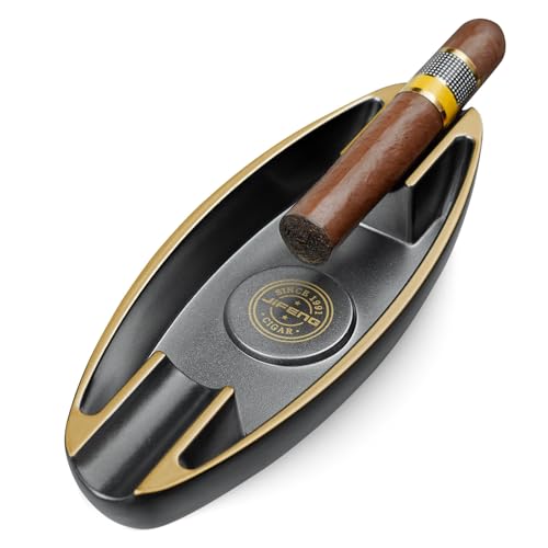 Cigar Ashtray for Men, 2 Holder Portable Travel Ashtray Unique Large Basin for Outdoor Patio Indoor Home and Office Use