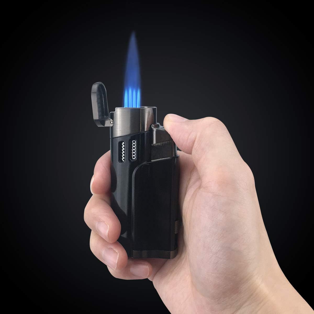 Torch Lighter with Punch 4 Jet Refillbale Lighters Windproof