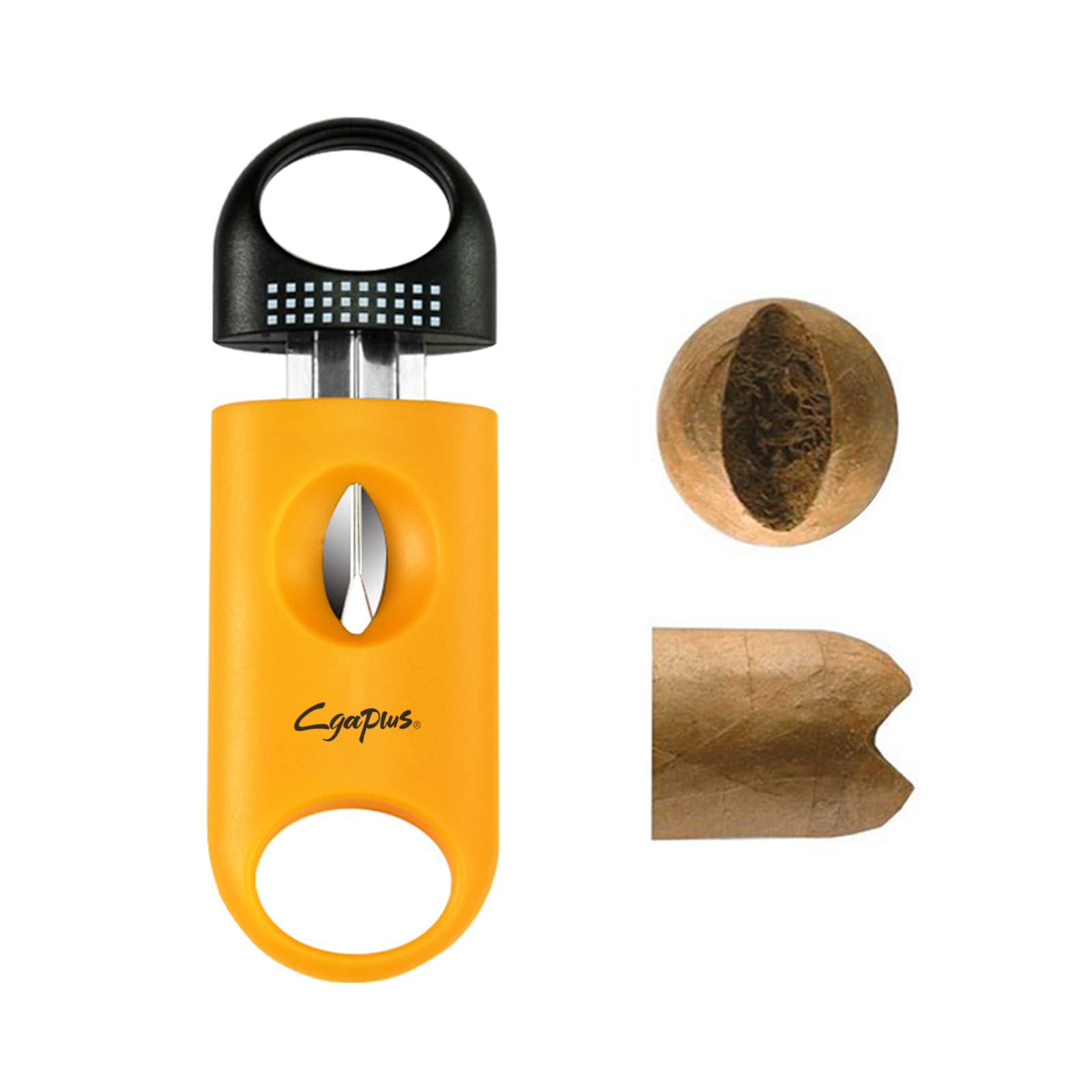 Cgaplus V-Cut Cigar Cutter Cigar Punch Double Blade Cigar Guillotine 3Pack Yellow