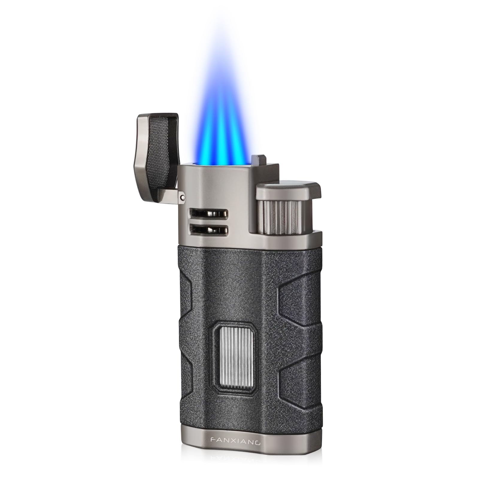 Torch Lighter Triple Jet Flame Refillable Butane Cigar Lighter Windproof Lighter with Cigar Punch Rest Holder - Butane Not Included
