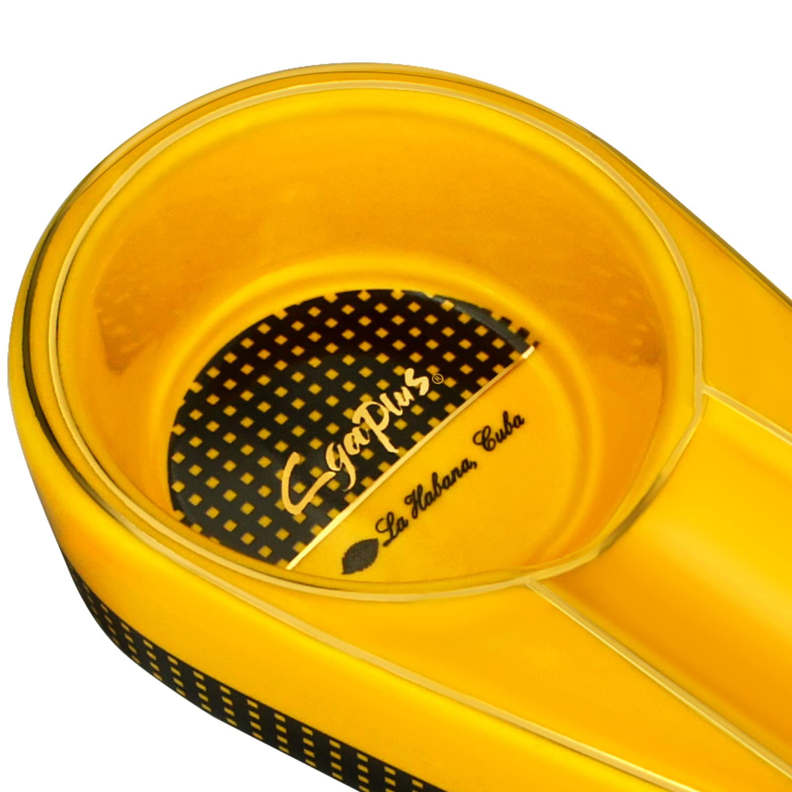 Cgaplus Cigar Ashtray Single Classic Ceramic Ashtray Portable Travel Ashtray for Outdoor Home Office Yellow