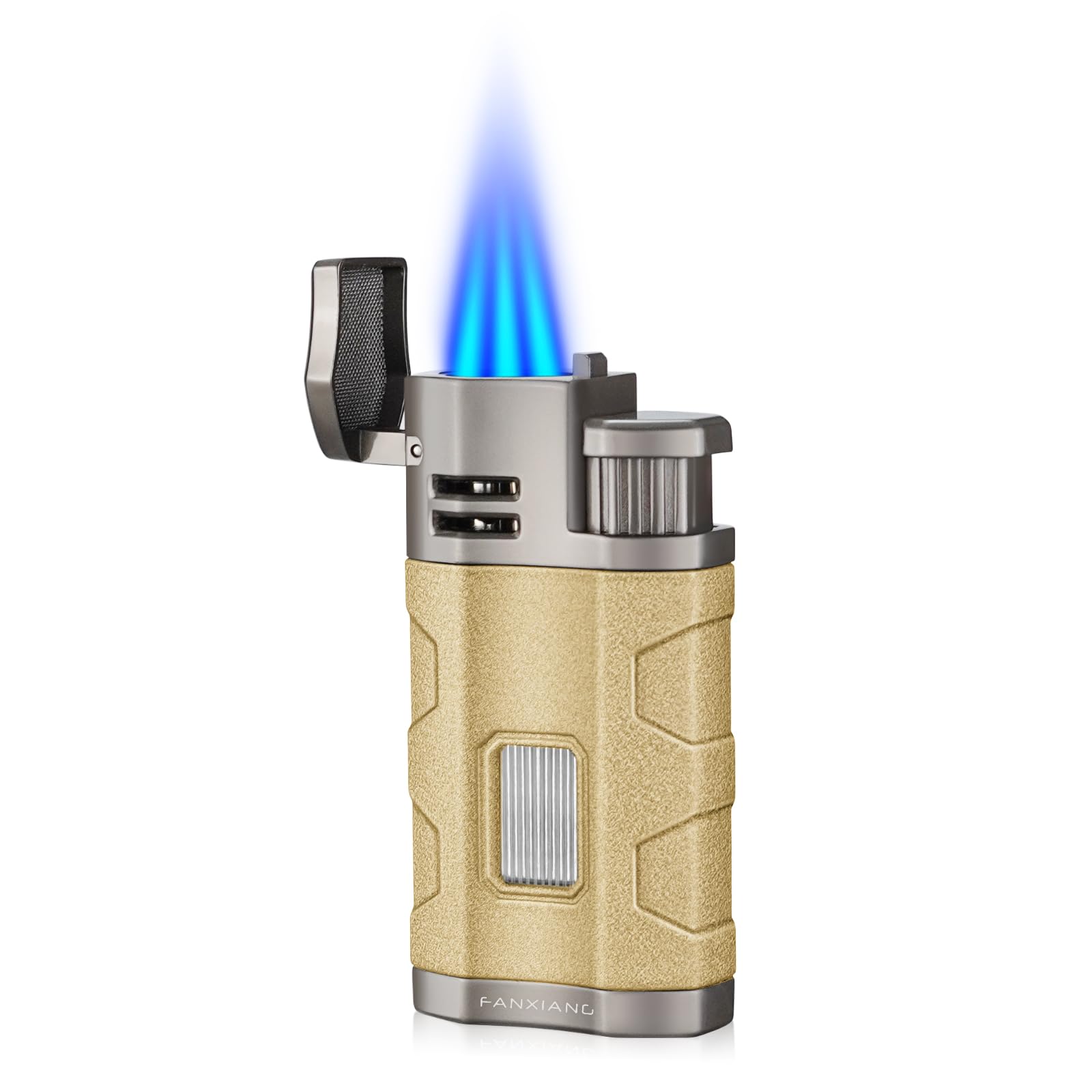 Torch Lighter Triple Jet Flame Refillable Butane Cigar Lighter Windproof Lighter with Cigar Punch Rest Holder - Butane Not Included