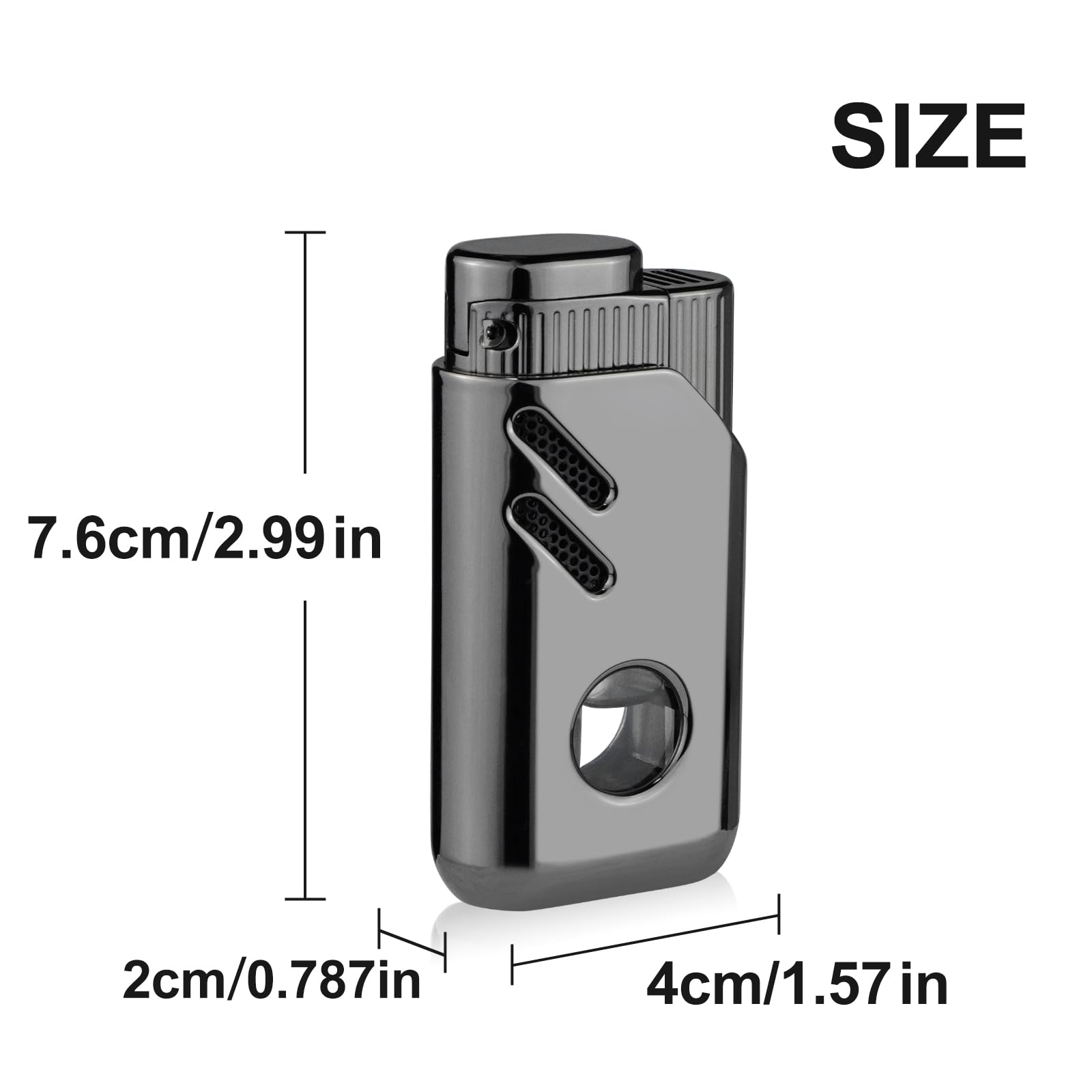 Cgaplus 2 Pack Torch Lighter Triple Jet Flame Butane Refillable with Fuel Level Window Adjustable Windproof Torch Lighters for Kitchen,BBQ,Men,Gifts (Gas not Included)