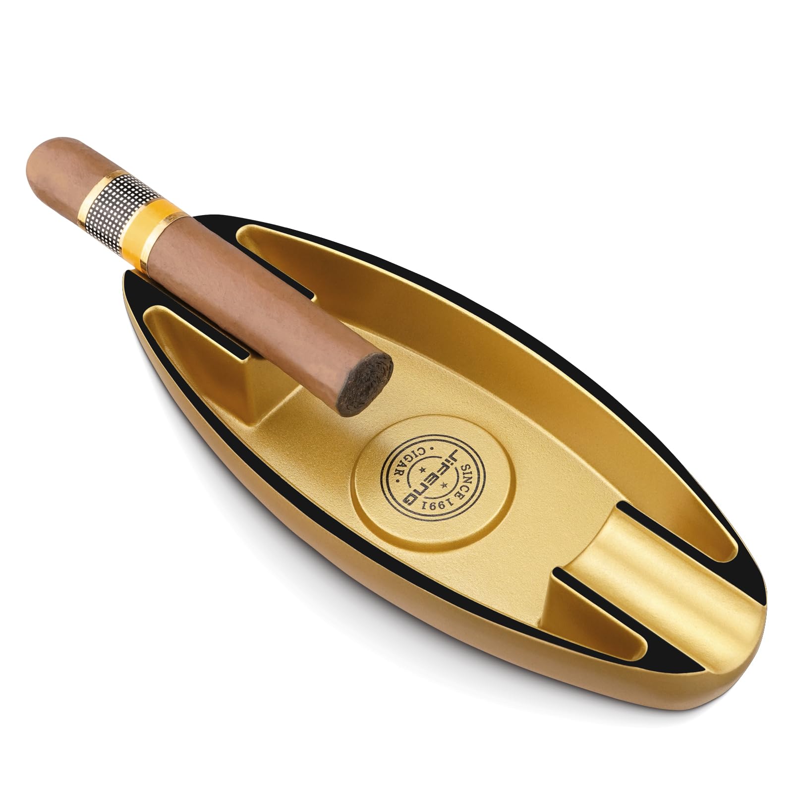 Cigar Ashtray for Men, 2 Holder Portable Travel Ashtray Unique Large Basin for Outdoor Patio Indoor Home and Office Use