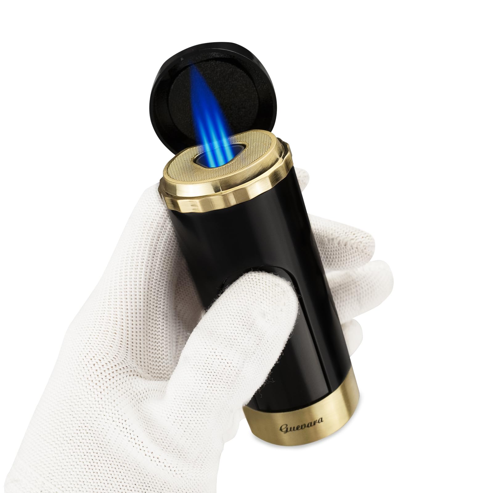 Cigar Lighters Torch for Men High Quality Butane Torch Flame Refillable Gas Lighter (Shipped Without Butane) (Black)