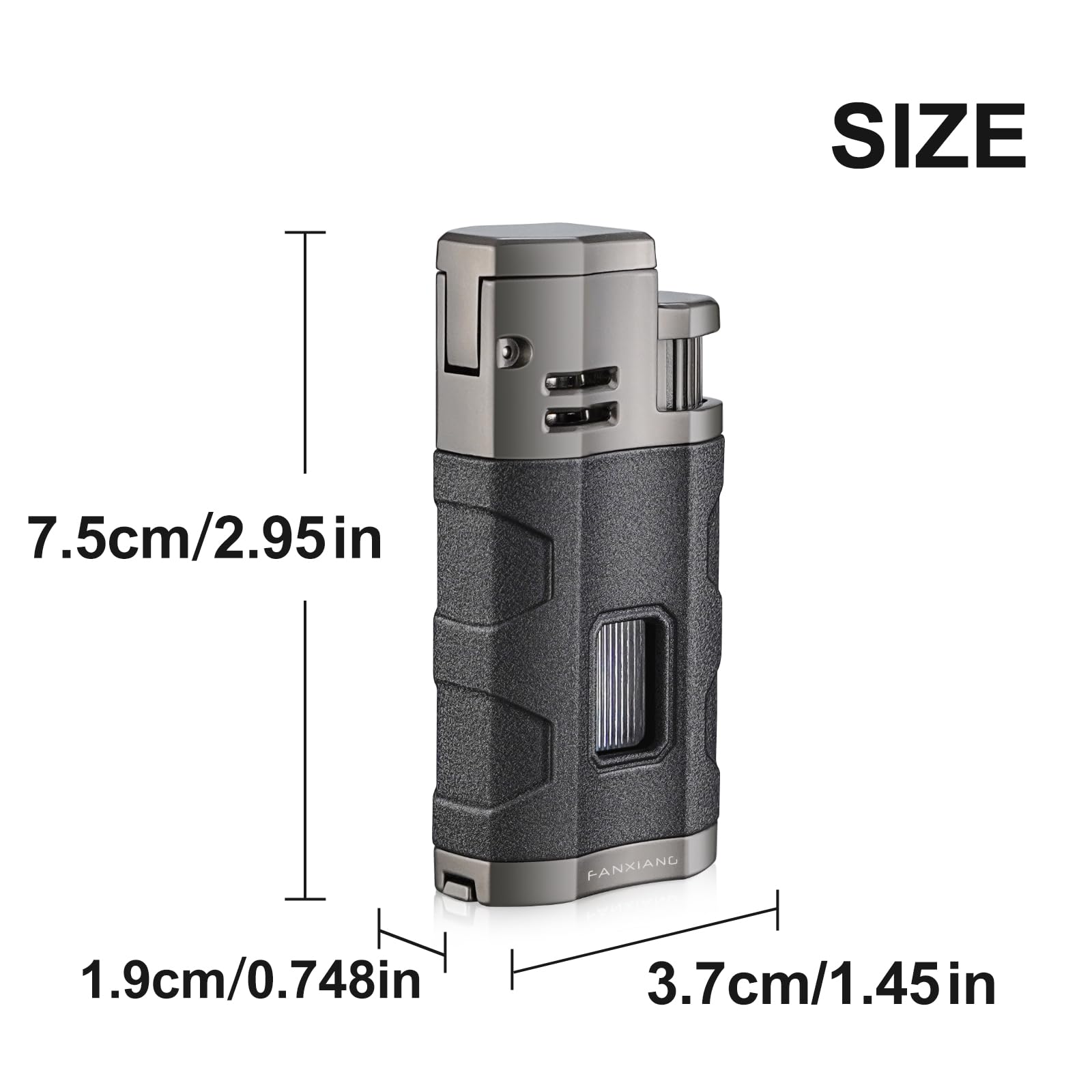 Torch Lighter Triple Jet Flame Refillable Butane Cigar Lighter Windproof Lighter with Cigar Punch Rest Holder - Butane Not Included