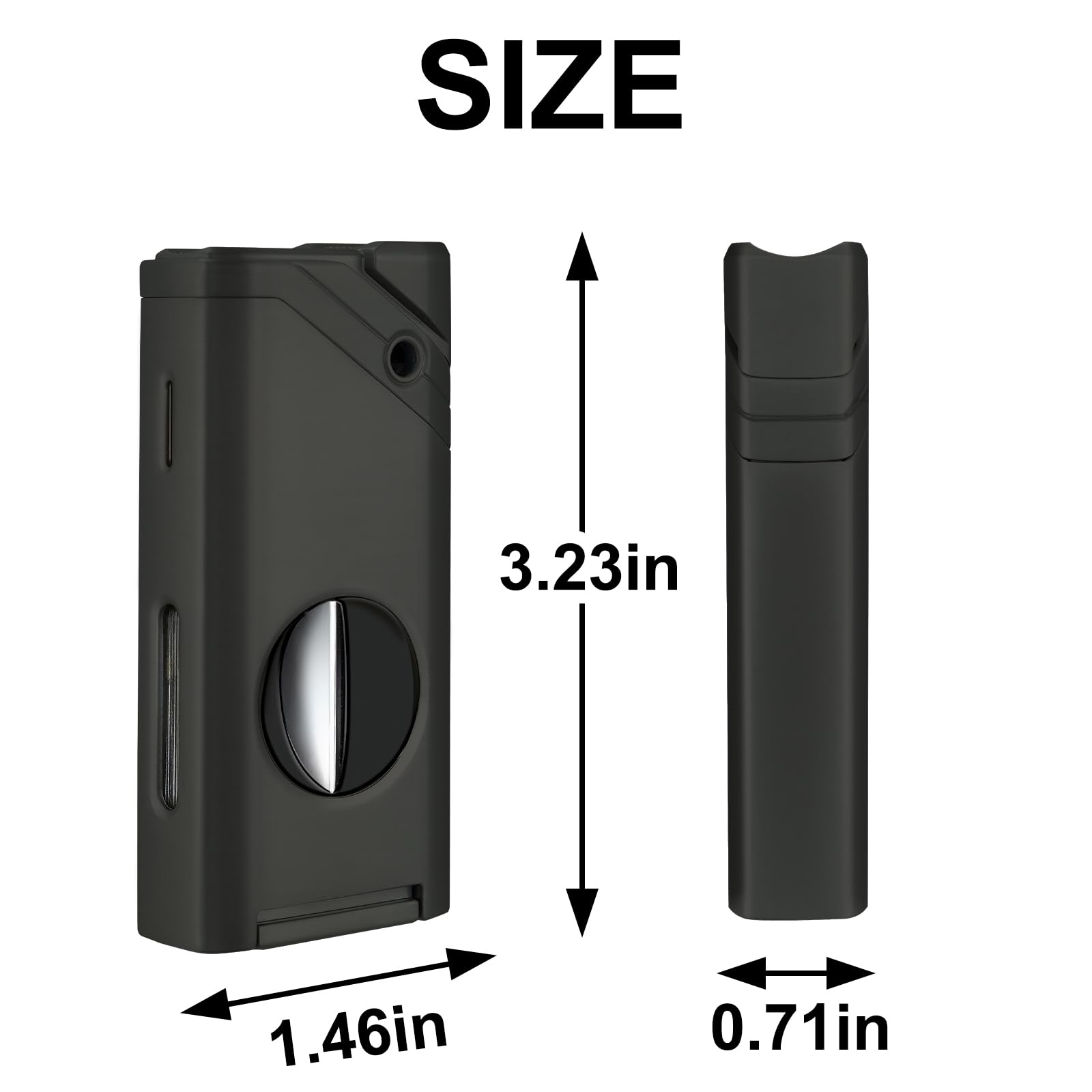 Cigar Lighter,single Jet Flame Torch Lighter, Refillable Butane Lighter with Cigar Cutter V Cut Cigar Punch Cigar Holder Cigar Draw Enhancer, Great Cigar Accessories