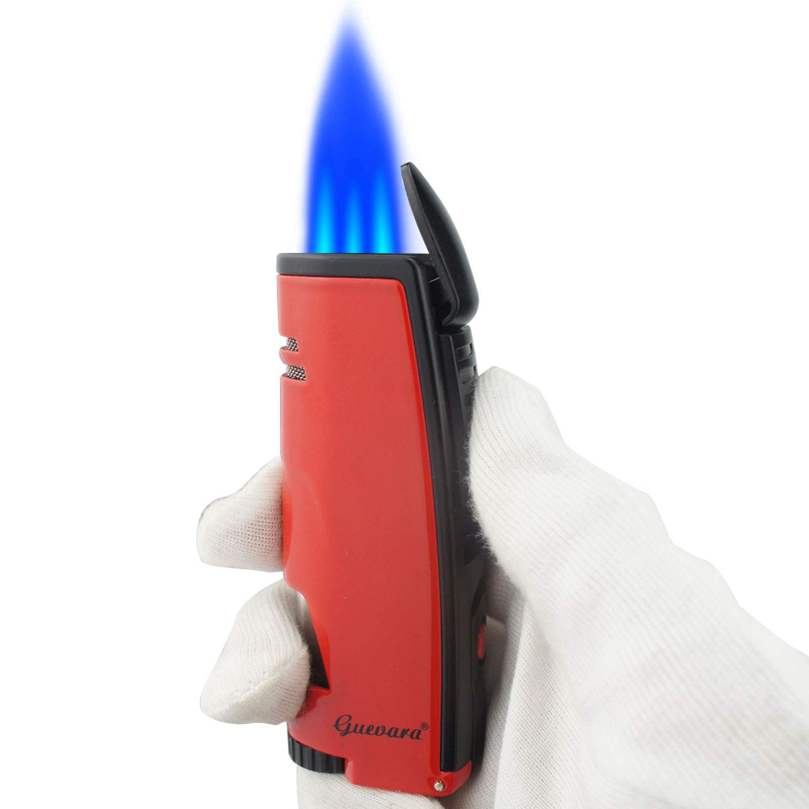 Torch Butane Lighters Fuel Refillable Lighter with Punch Cutter and Set Triple Jet Strong Flame Windproof