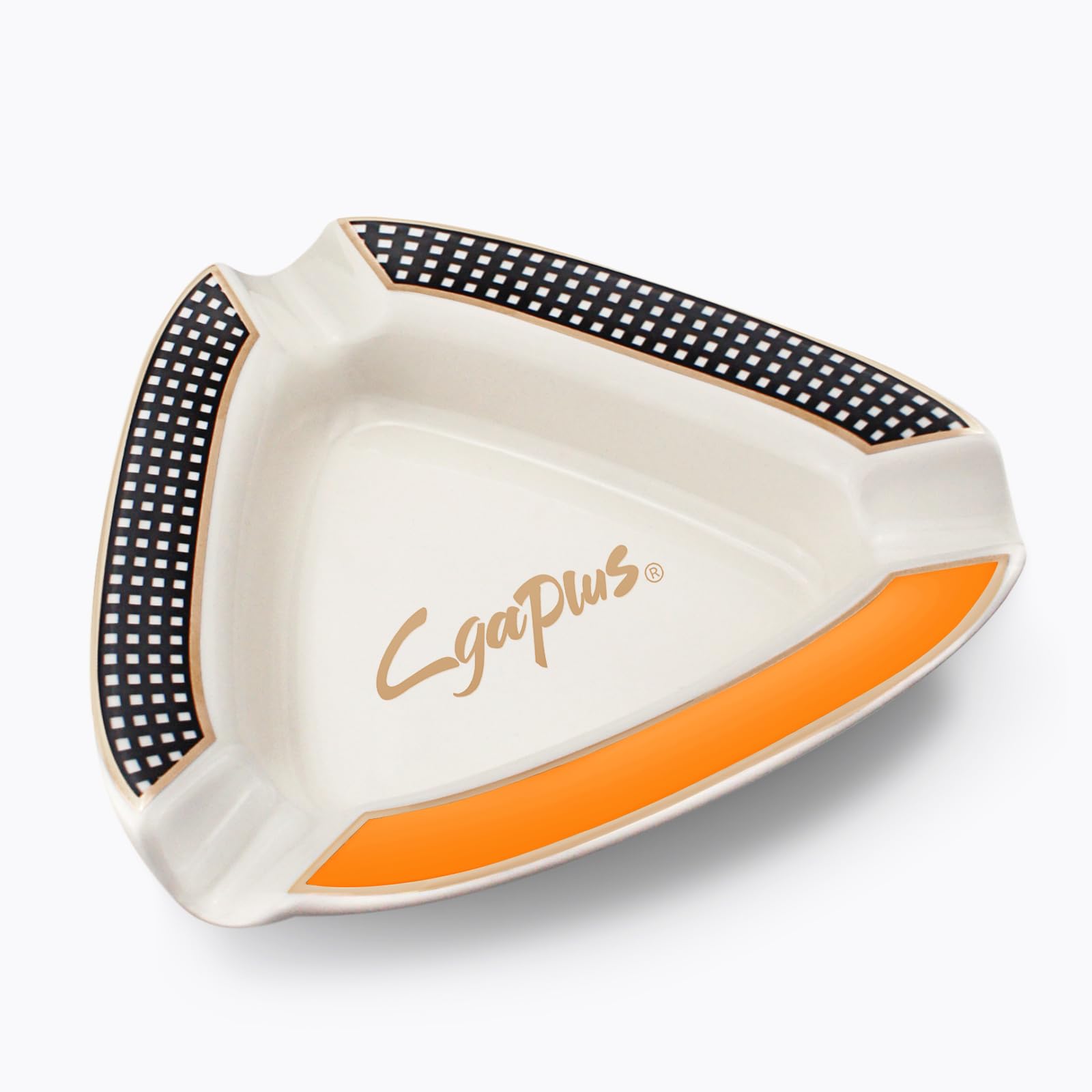 Cgaplus Cigar Ashtray Triangle Classic Ceramic Large Ashtray for Outdoor Home Office Outside Patio