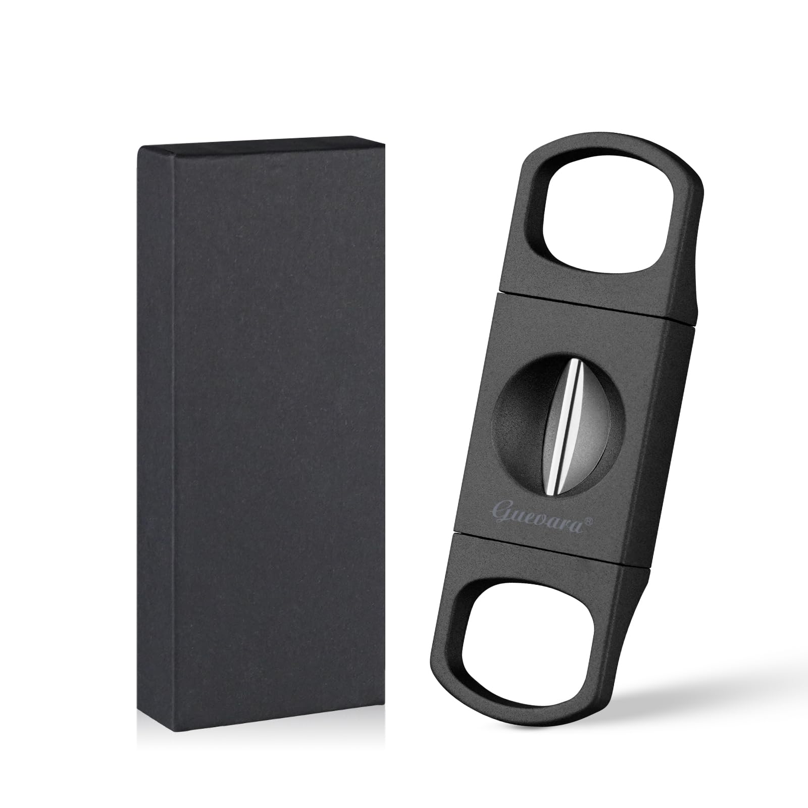 V-Cut Cigar Cutter - V-Shaped Stainless Steel Blade for Cigars up to a Large 60+ Ring Gauge, Cigar Stand Holder Ergonomic Design & Gift Box Included (Silver)