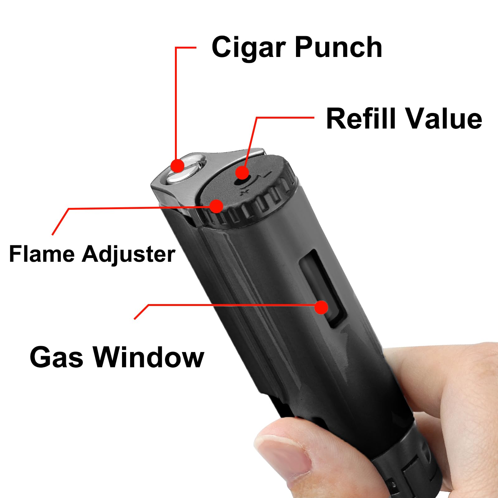 Torch Lighter with Punch 4 Jet Refillbale Lighters Windproof