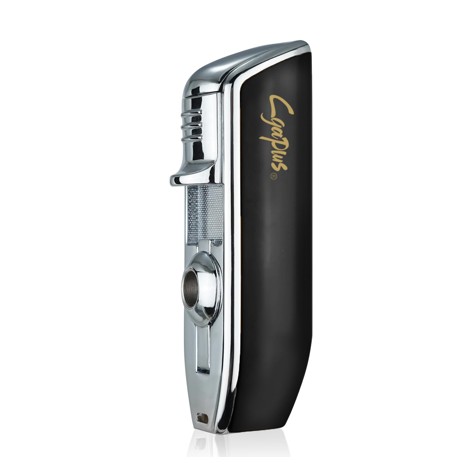 Cigar Torch Lighters Triple Jet Butane Refillable Lighter with Punch Windproof Lighter Without Gas(Black)