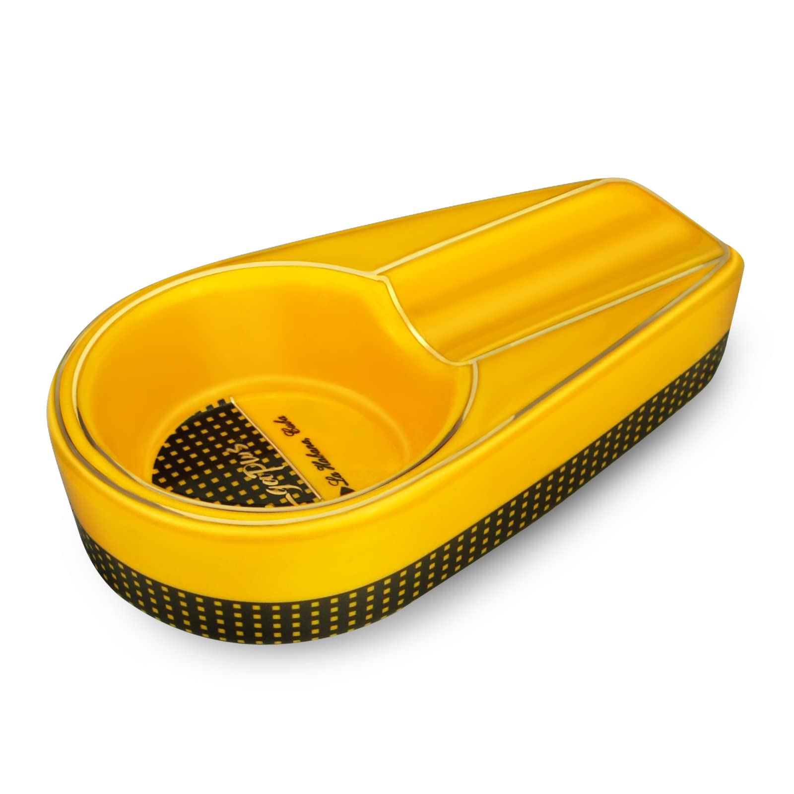Cgaplus Cigar Ashtray Single Classic Ceramic Ashtray Portable Travel Ashtray for Outdoor Home Office Yellow