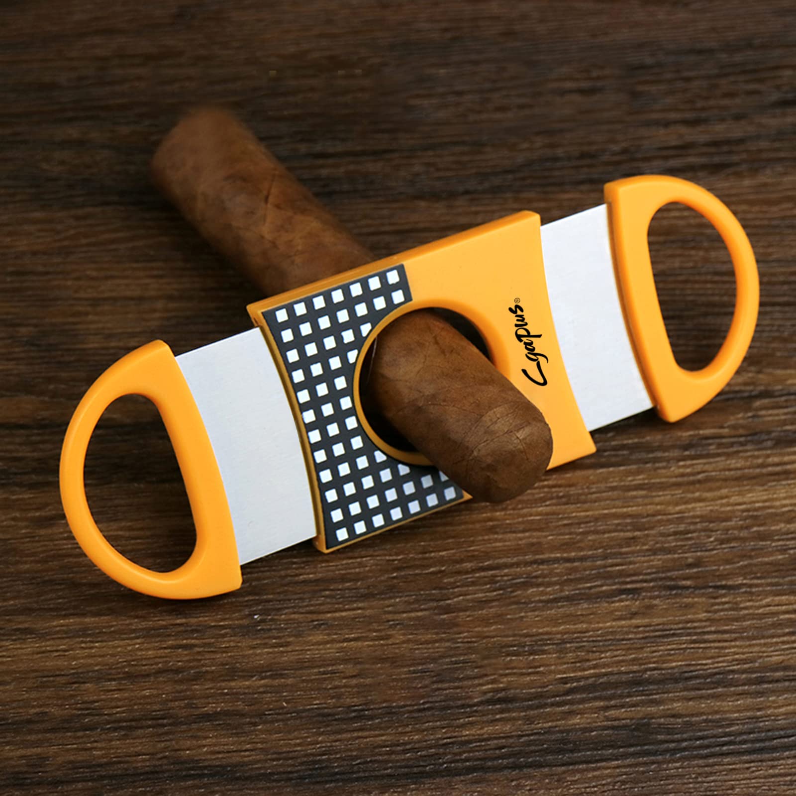 Cgaplus V-Cut Cigar Cutter Cigar Punch Double Blade Cigar Guillotine 3Pack Yellow