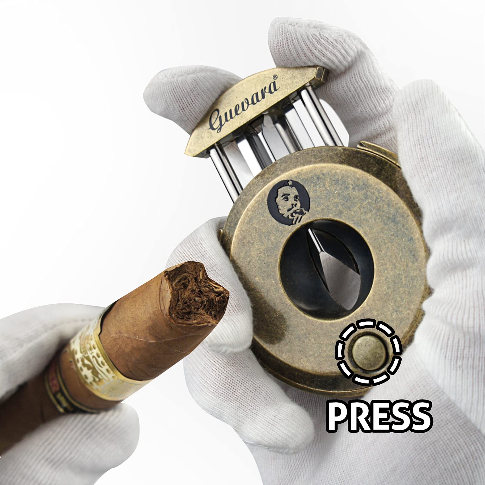 Cigar Cutter and Lighter Set Sharpening Blade Engraved Cigar Guillotine Lighter Torch with Stand Windproof Single Torch Butane Refillable Scorch Lighters