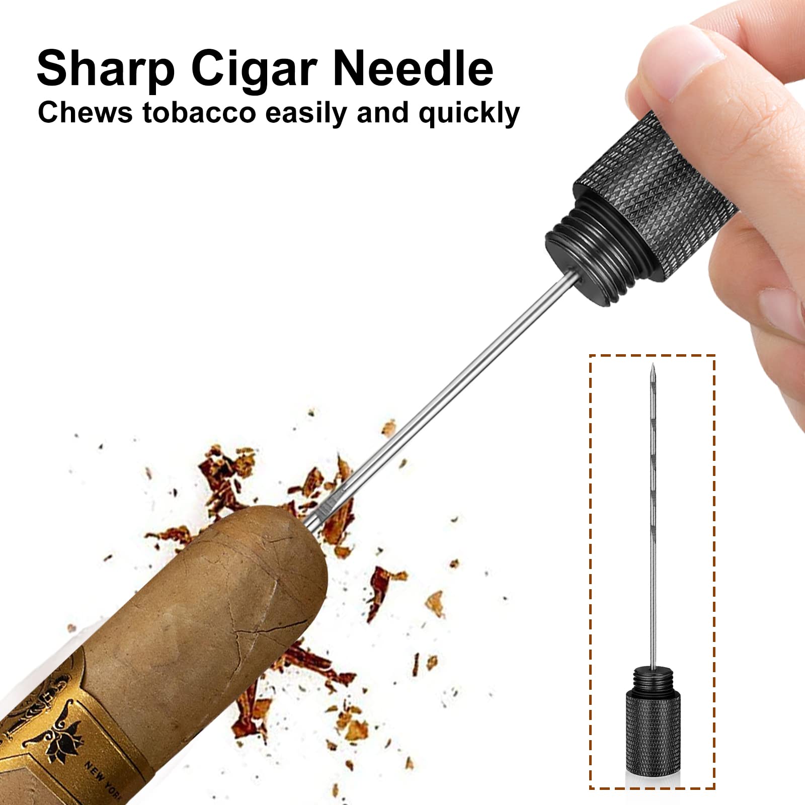 cgaplus Cigar Draw Enhancer Stainless Steel Cigar Needle Portable Cigar Tool for Cigar Lovers