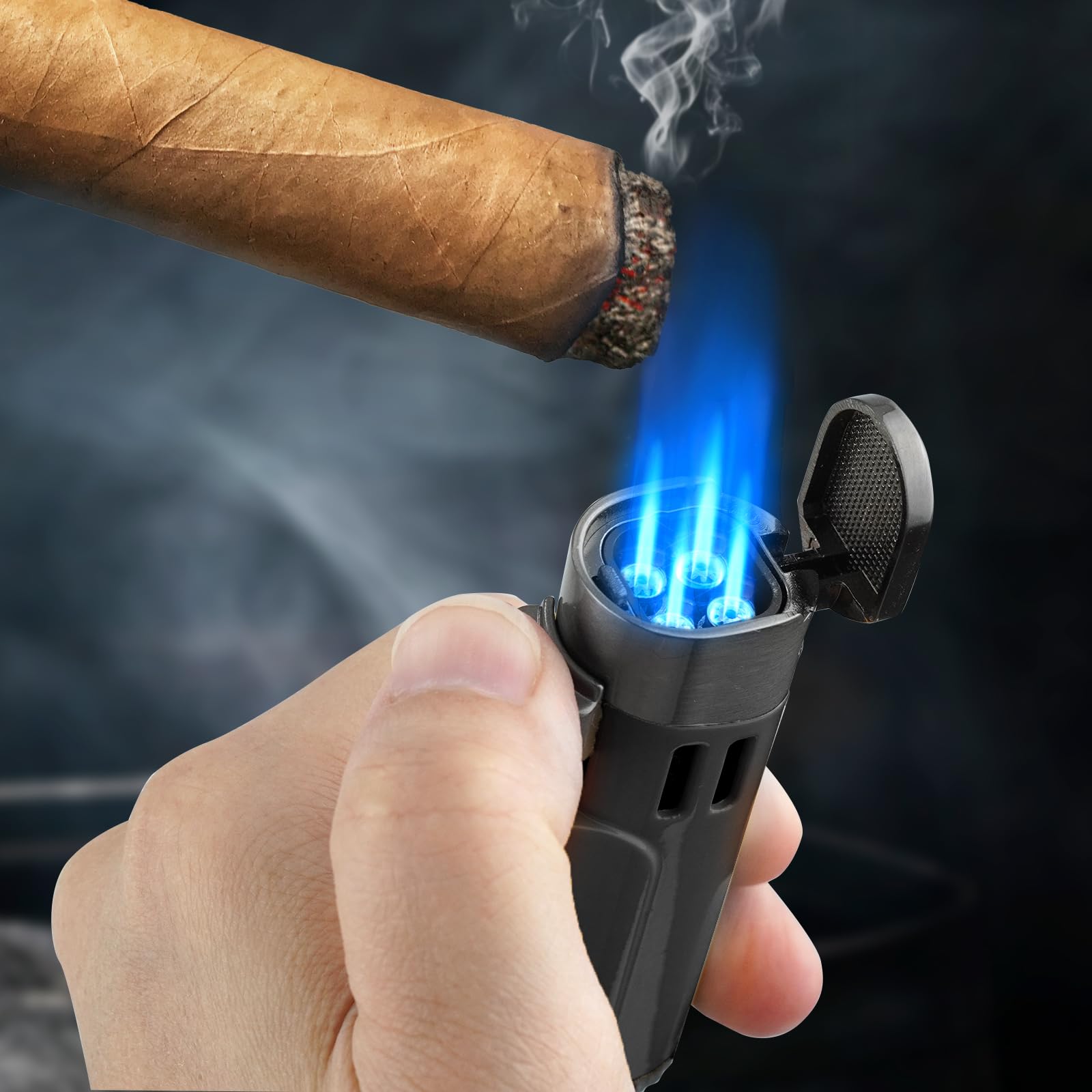 Torch Lighter with Punch 4 Jet Refillbale Lighters Windproof