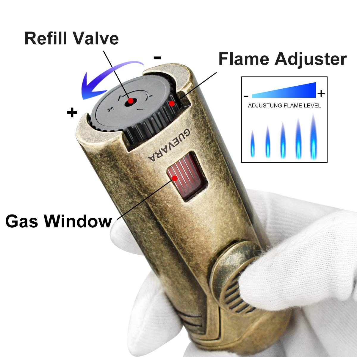 Lighter Torch with Stand Windproof Single Torch Butane Refillable Scorch Lighters