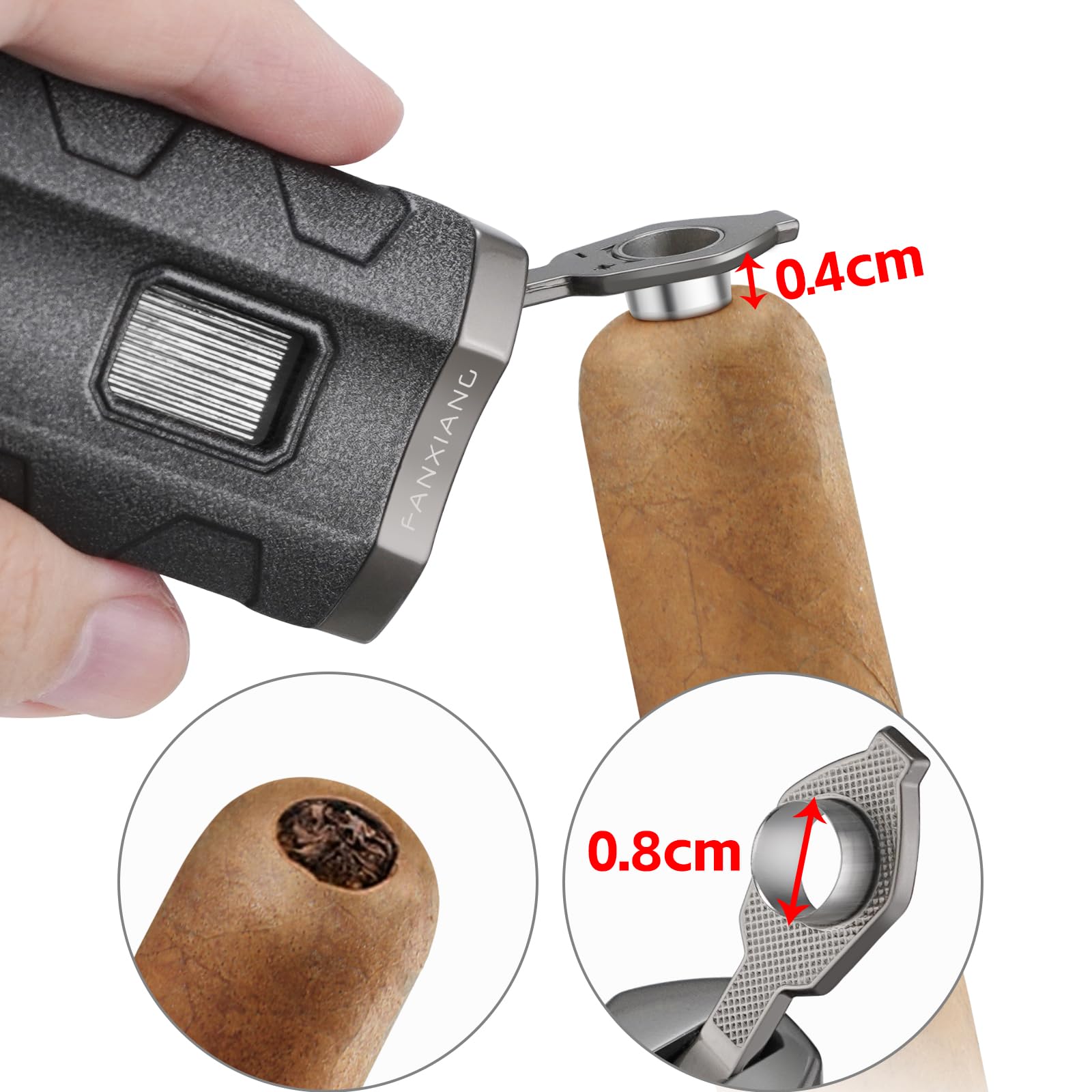 Torch Lighter Triple Jet Flame Refillable Butane Cigar Lighter Windproof Lighter with Cigar Punch Rest Holder - Butane Not Included