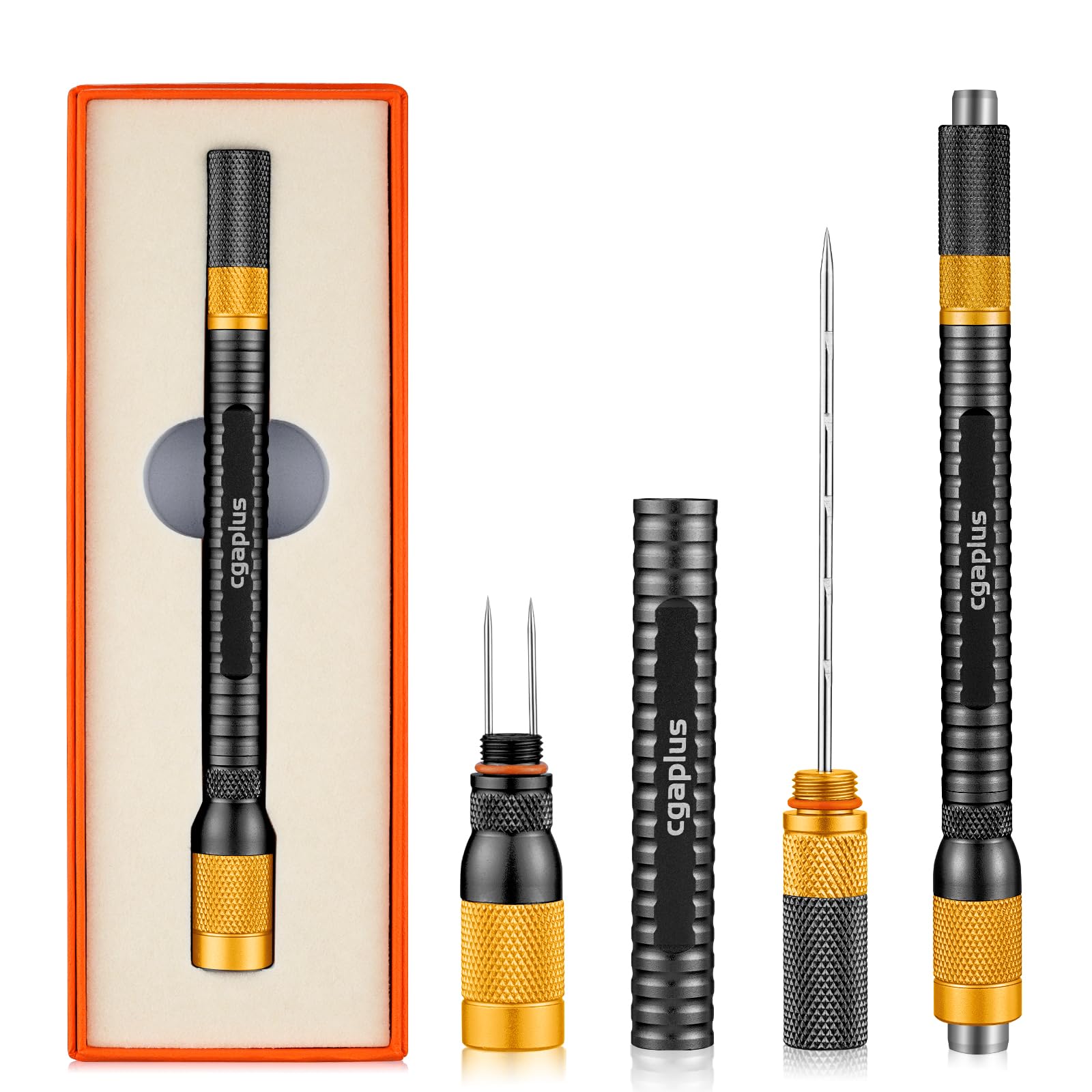 Cgaplus 4 in 1 Cigar Draw Enhancer Stainless Steel Cigar Needle with Cigar Punch Portable Cigar Tool for Cigar Lovers