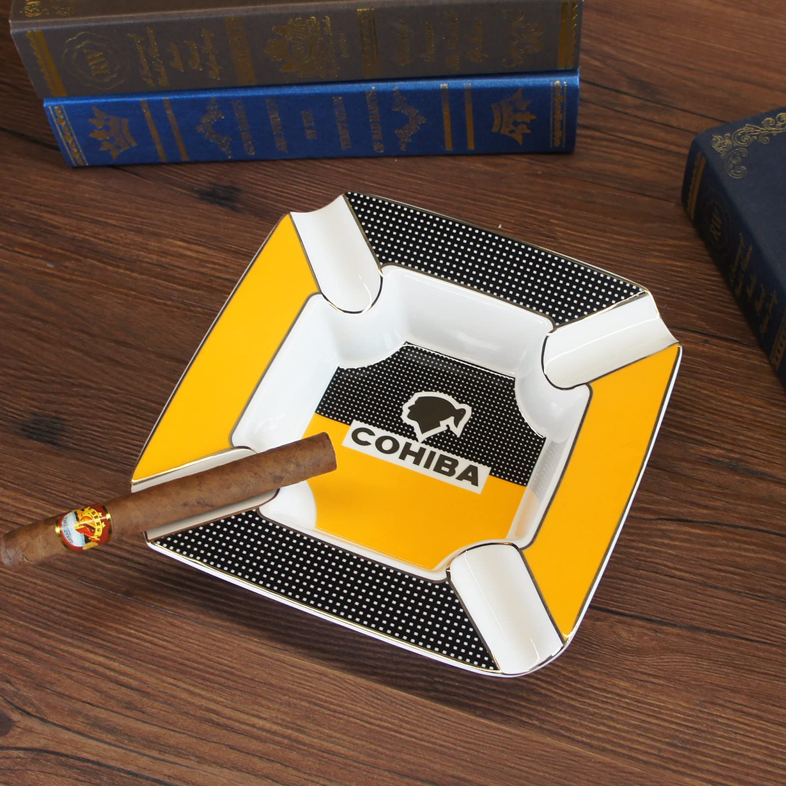 Patio Big Ashtrays for 8" Square Cigarettes Ashtray Large Rest Cigars Ash tray for Patio/Outside/Indoor Ashtray